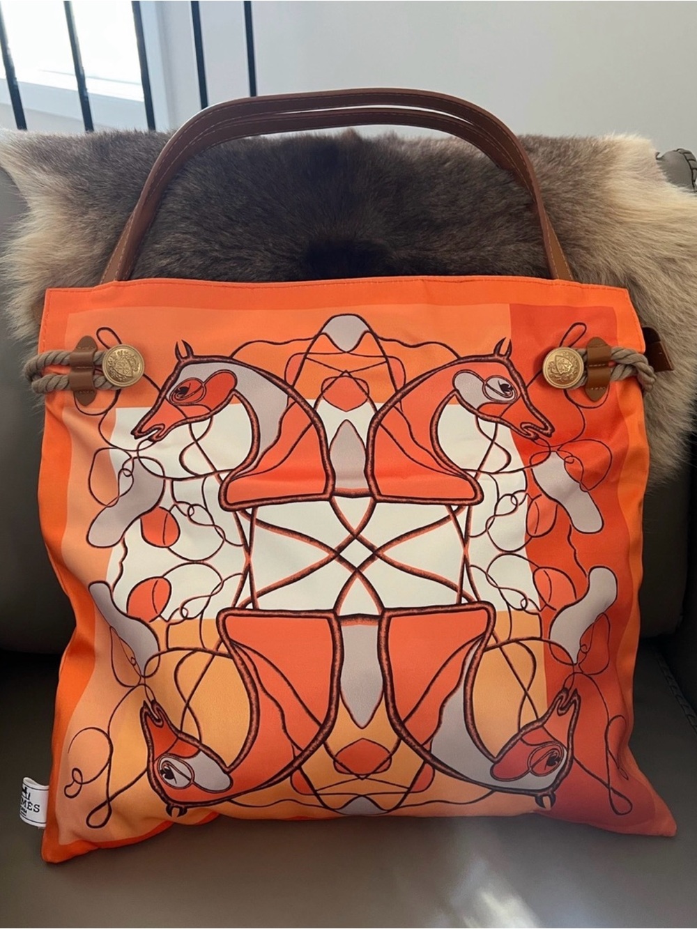 Scarf-Inspired Equestrian Tote Bag – Orange | Gift With Purchase